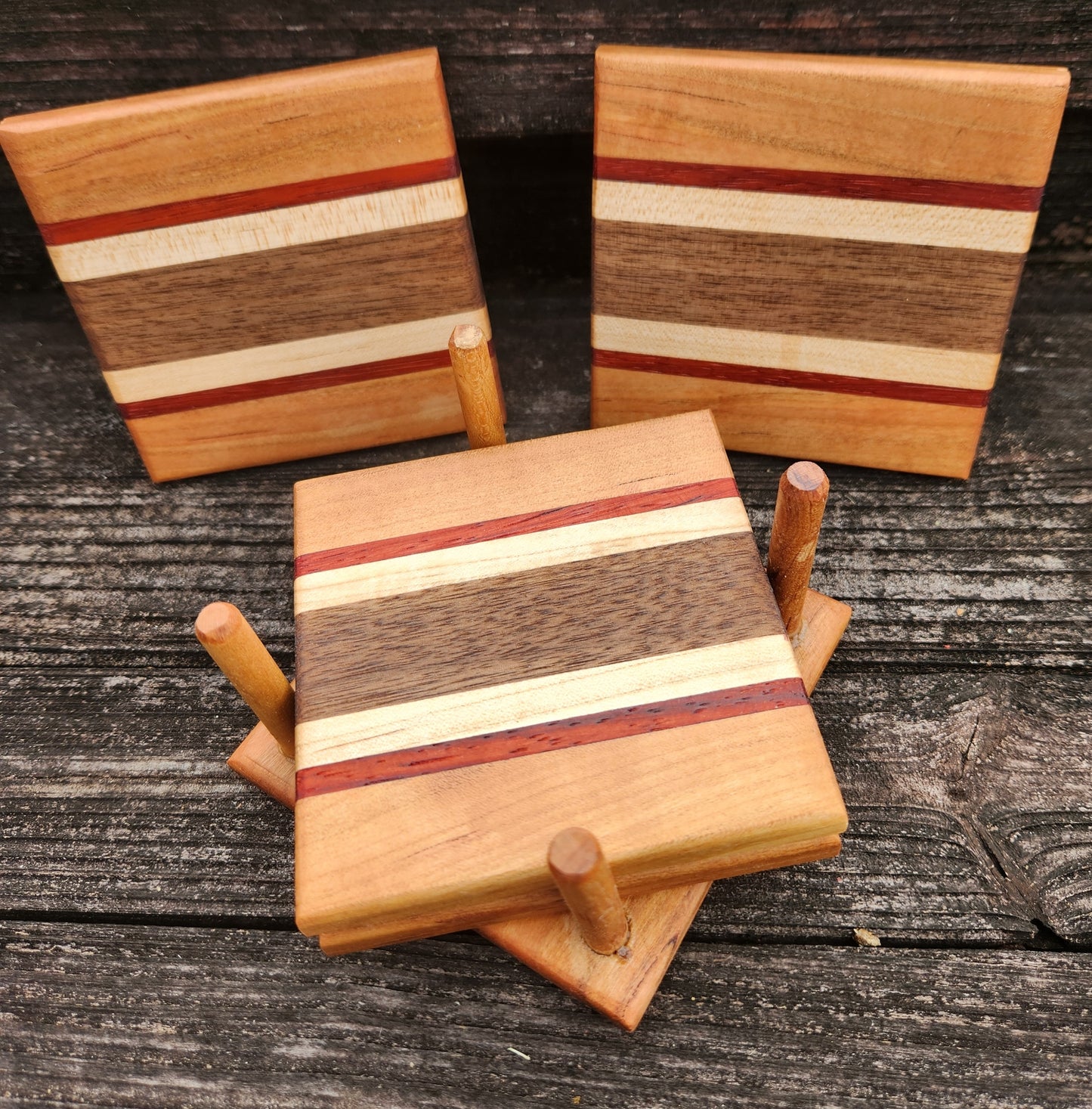 Coaster - 4 pk matched - Ch/Pdk/Mpl/Wnt/Mpl/Pdk/Ch