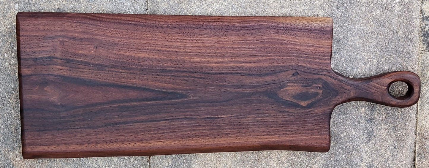 Charcuterie Board w/handle - Tennessee Black Walnut - Live Edge - Medium