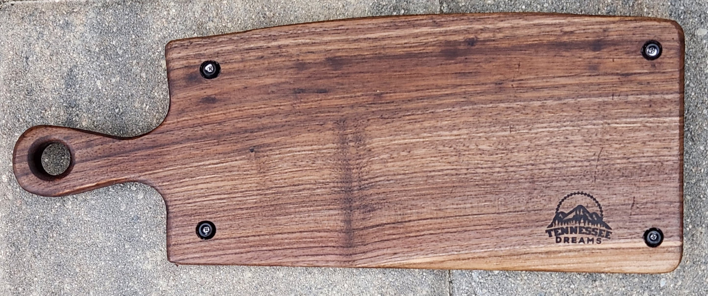 Charcuterie Board w/handle - Tennessee Black Walnut - Live Edge - Medium