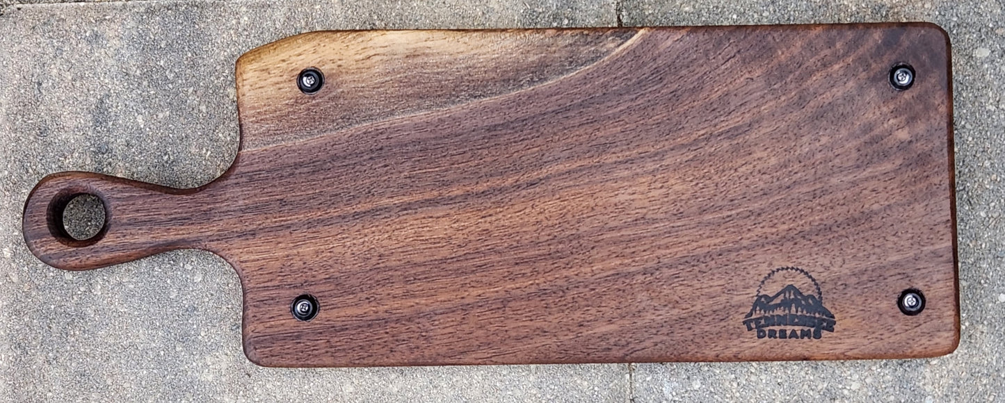 Charcuterie Board w/handle - Tennessee Black Walnut - Live Edge - Medium