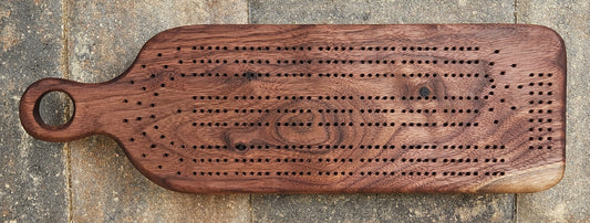 Cribbage Board w/handle - Black Walnut