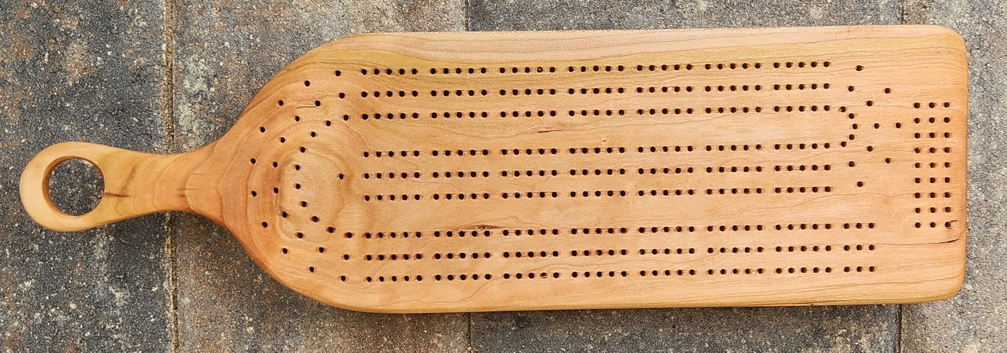 Cribbage Board w/handle - Cherry