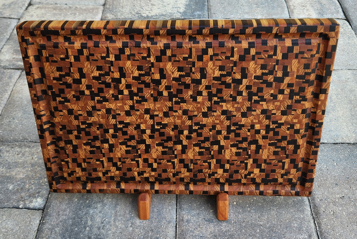 Chaotic Pattern Cutting Board - large w/Juice Groove - Walnut/Ash/Cherry