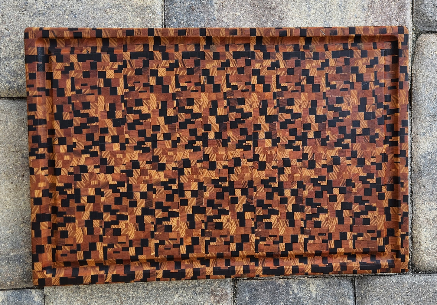 Chaotic Pattern Cutting Board - large w/Juice Groove - Walnut/Ash/Cherry