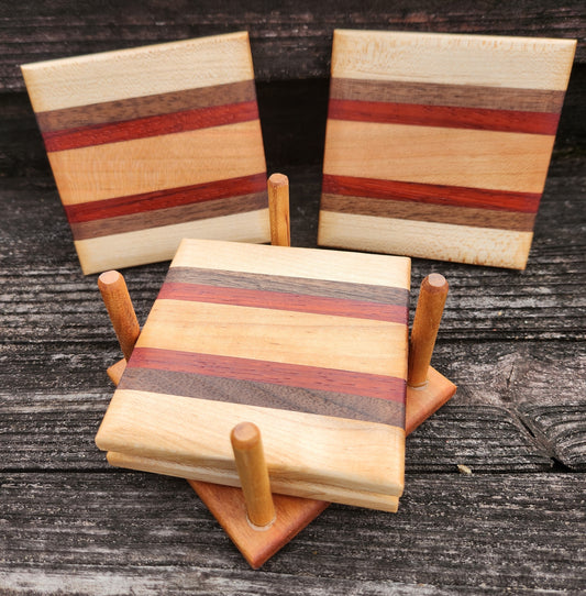 Coaster - 4 pk matched - Mpl/Wnt/Pdk/Ch/Pdk/Wnt/Mpl